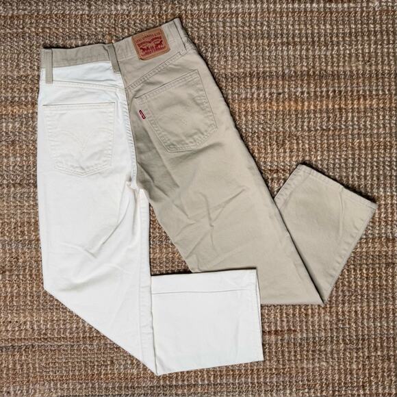 Levi's Women’s Ribcage Straight Ankle Two-toned Cream Tan Jeans Size 24 - Picture 1 of 10